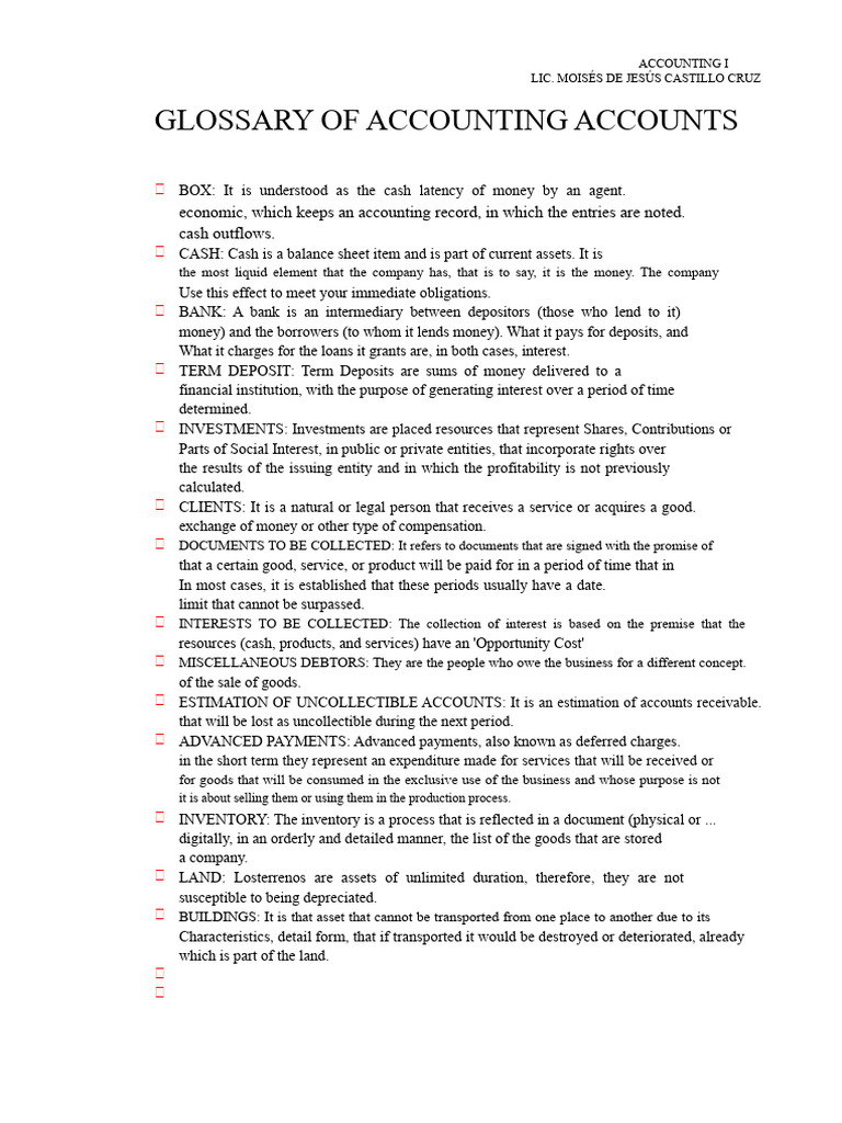 Accounting Glossary and Key Terms | PDF | Banks | Interest