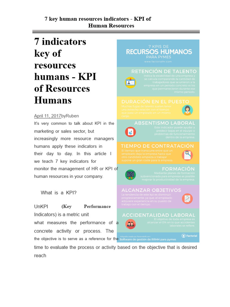 7 Essential HR KPIs for Management | PDF | Performance Indicator ...