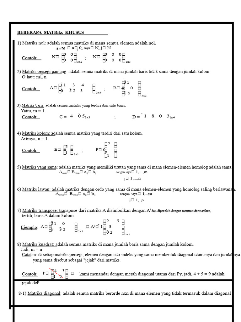Matriks Khusus | PDF
