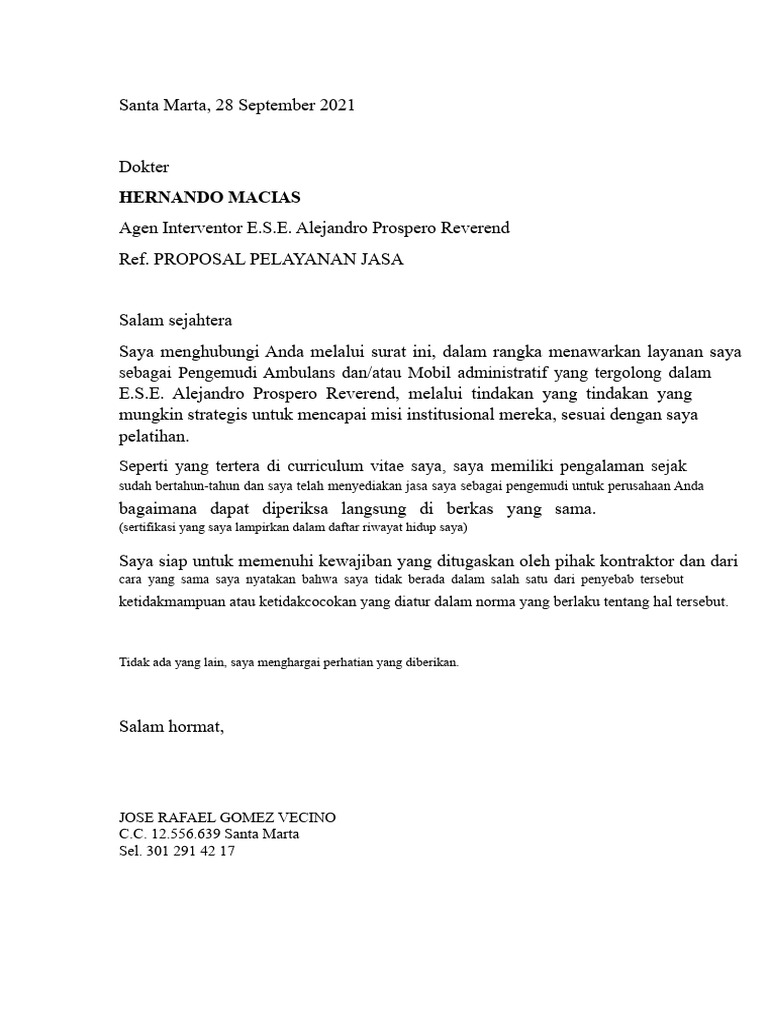 Surat Proposal Layanan | PDF