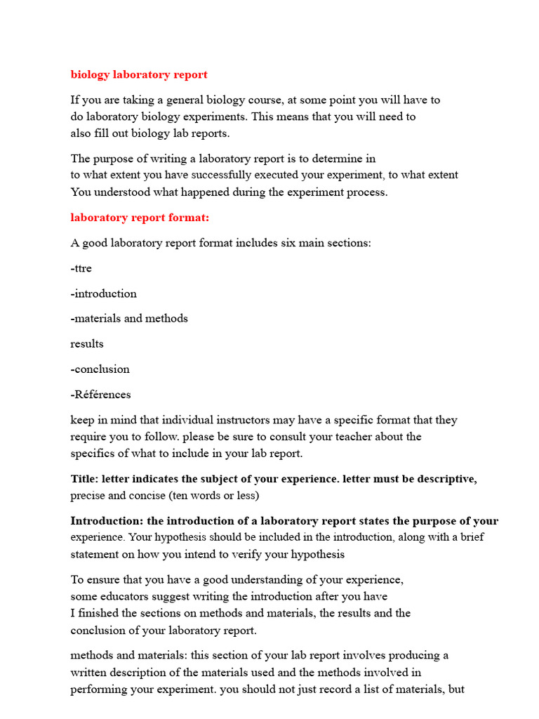 Biology Lab Report Guide | PDF | Experiment | Experience