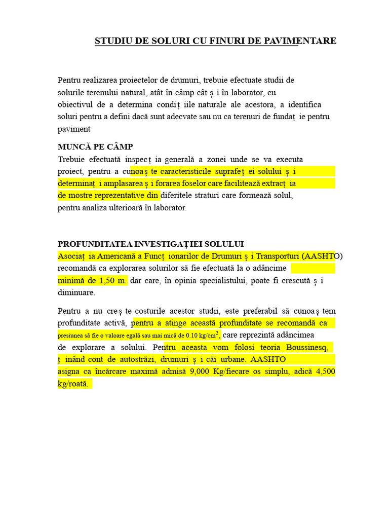 Pavimente - Studiu de Soluri | PDF