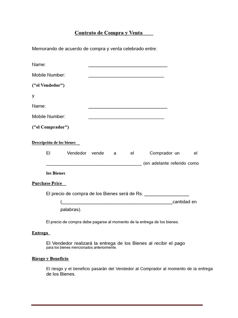 Contrato de Compra y Venta de Bienes | PDF
