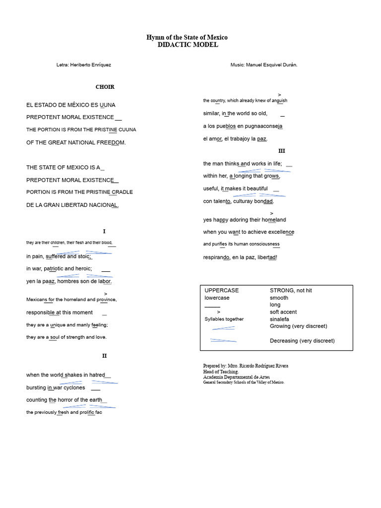 Hymn of the State of Mexico Lyrics | PDF