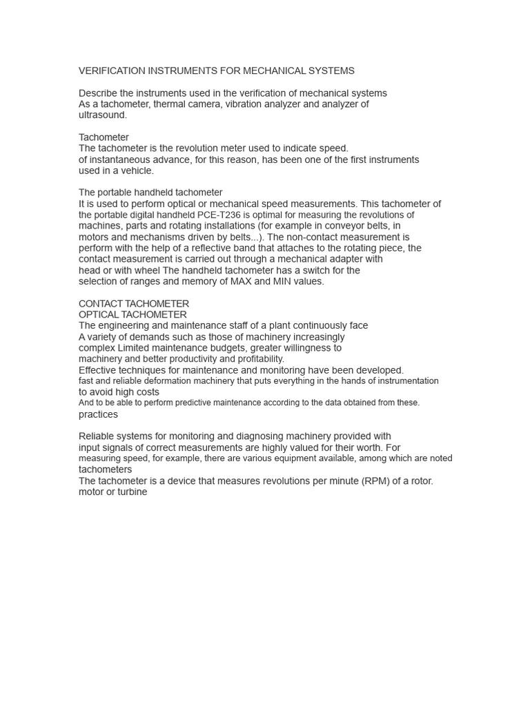 Verification Instruments For Mechanical Systems | PDF | Ultrasound ...