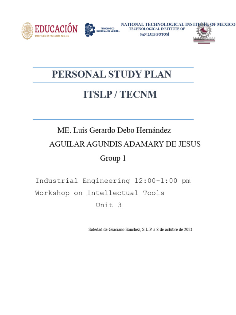 Task 3 PERSONAL STUDY PLAN | PDF