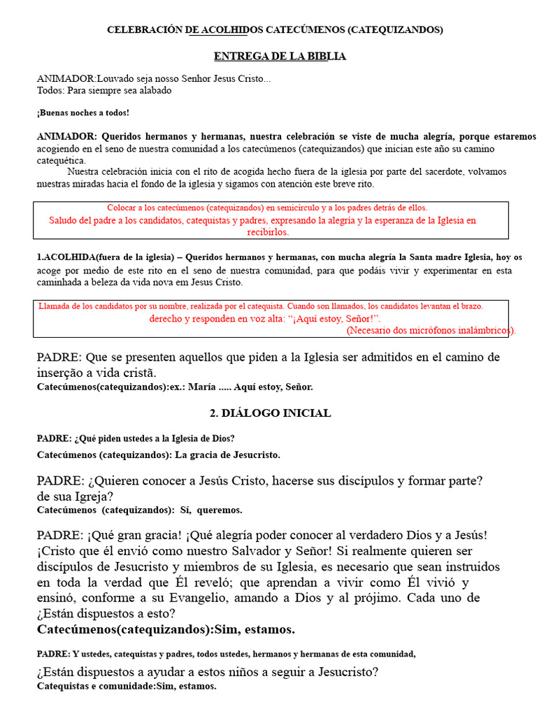 Acogida de Catecúmenos en la Iglesia | PDF | Adoración Cristiana Y Liturgia