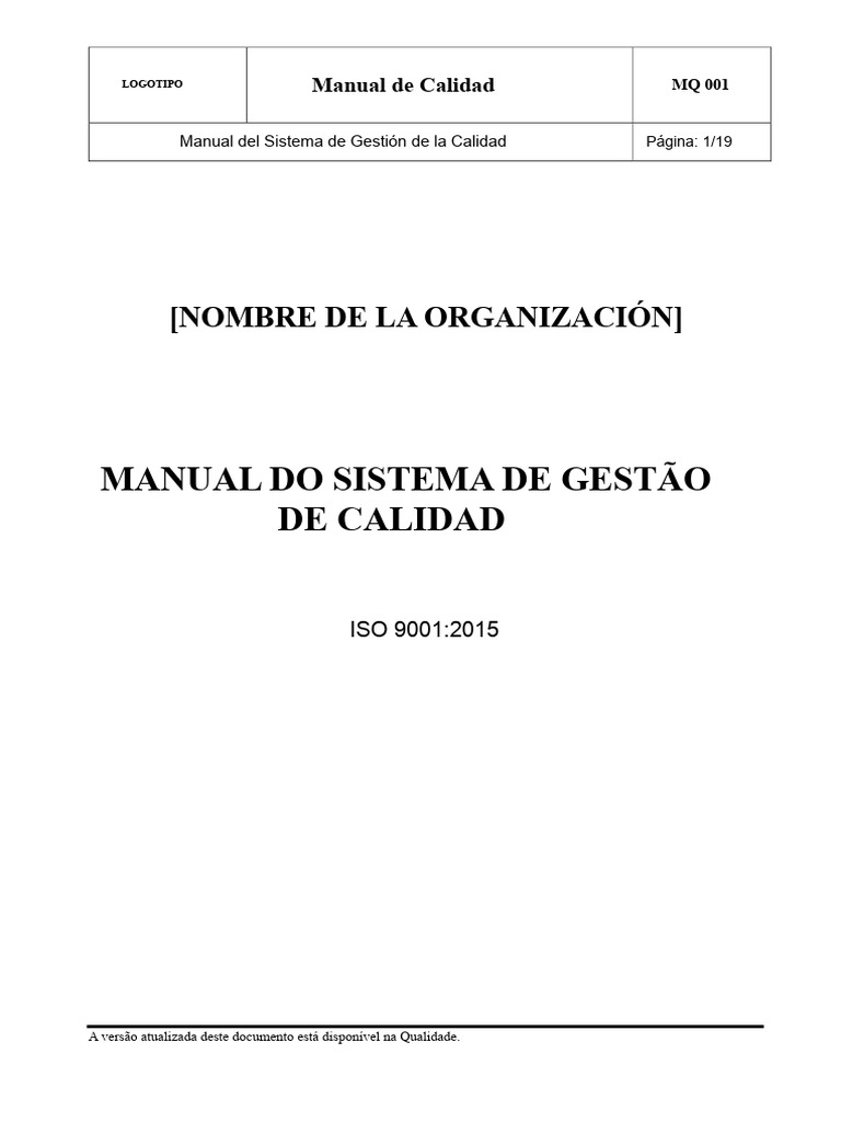 Manual de Calidad ISO 9001:2015 | PDF | Sistema de manejo de calidad ...