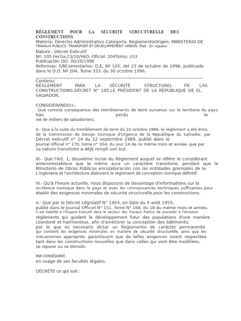Règlement Sur La Sécurité Structurelle Des Constructions | PDF ...