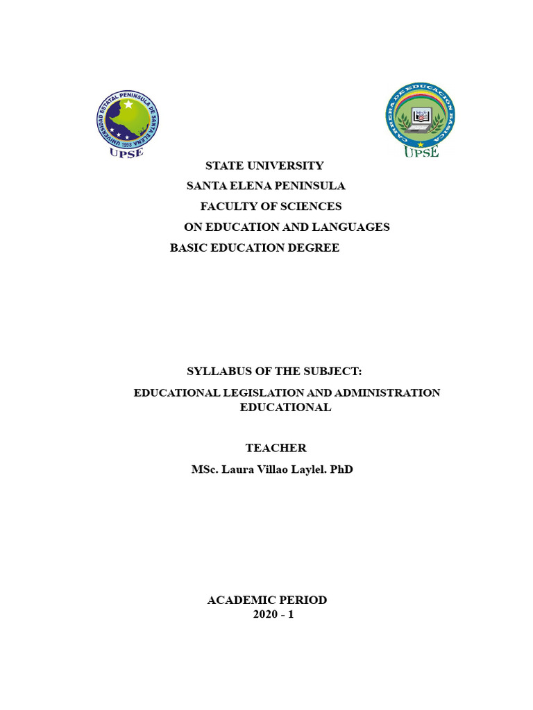 Educational Legislation Syllabus Overview | PDF | Curriculum | Methodology