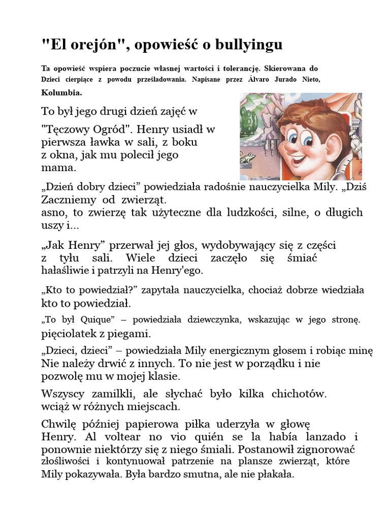 El Orejón Lektura Na Temat Bullyingu | PDF