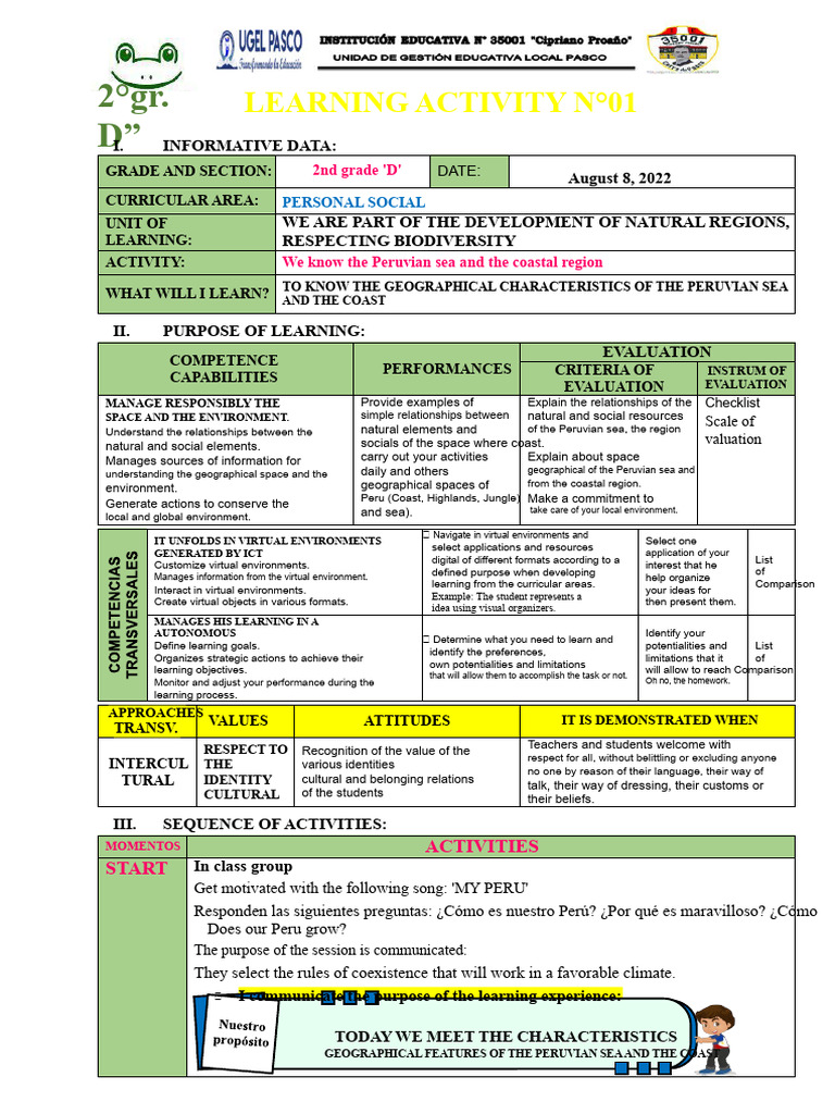 2nd Grade Learning on Peruvian Coast | PDF | Peru | Cognitive Science