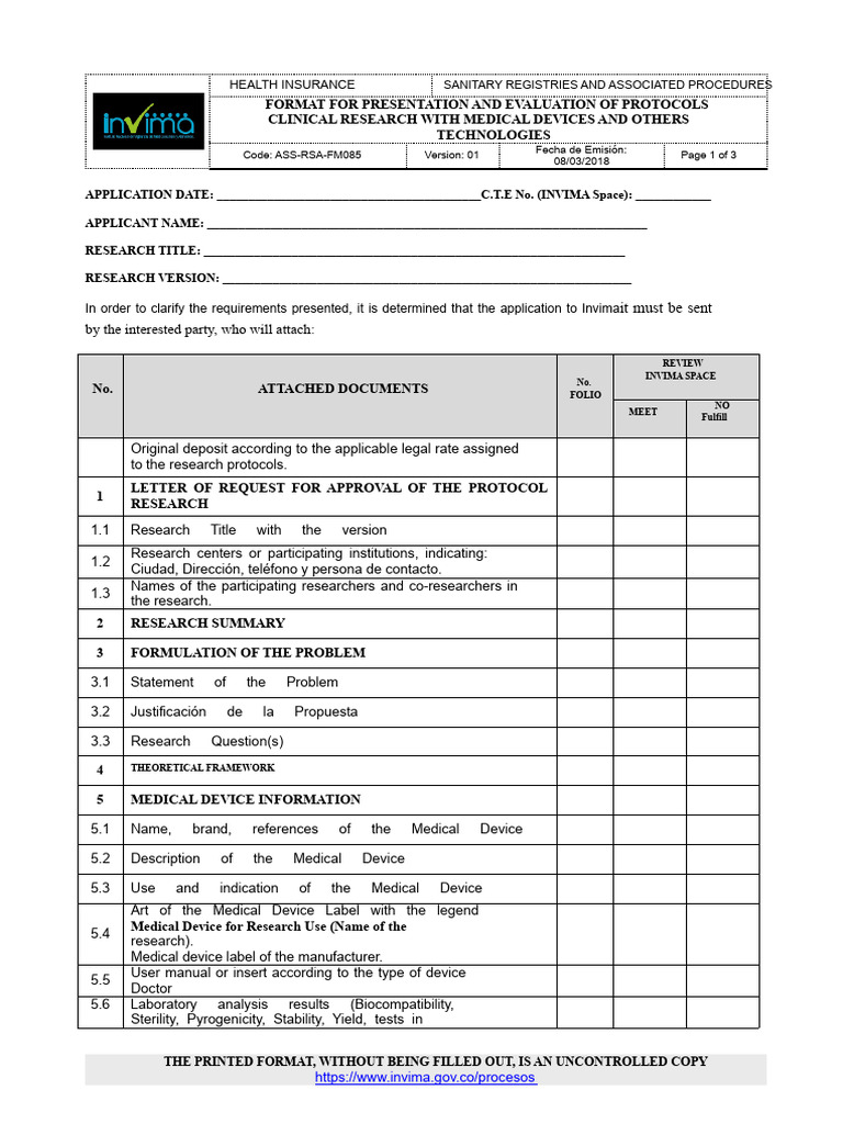 Ass Rsa FM085 - Format For Presentation and Evaluation Clinical ...