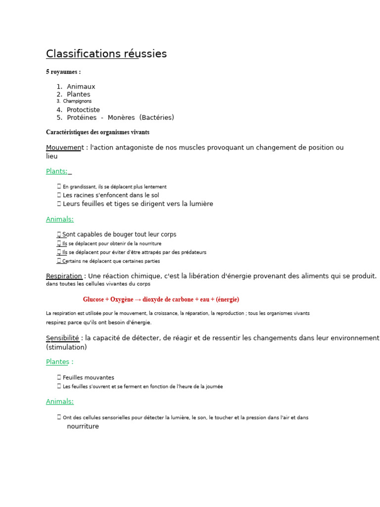 Classification des organismes vivants | PDF | Cellule (Biologie ...