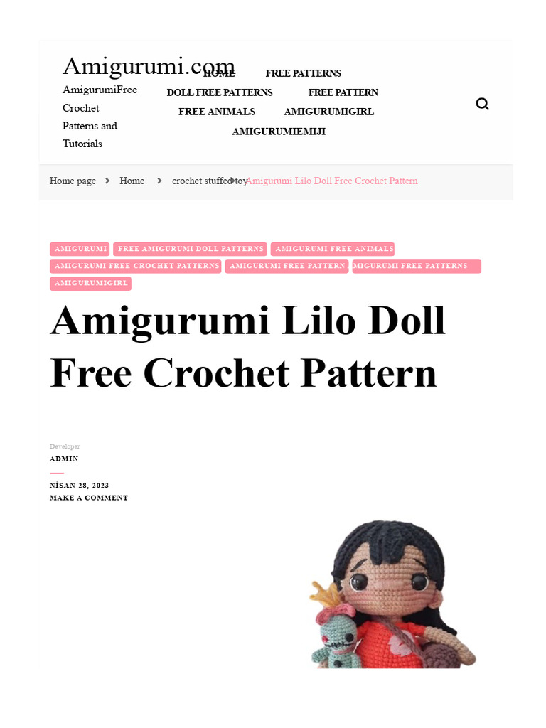 Free Amigurumi Lilo Doll Pattern | PDF | Yarn | Knitting