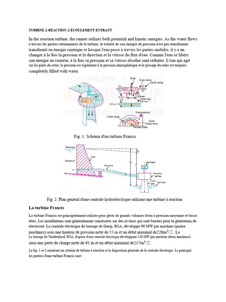 Turbine Francis : fonctionnement et efficacité | PDF | Turbine | Pression