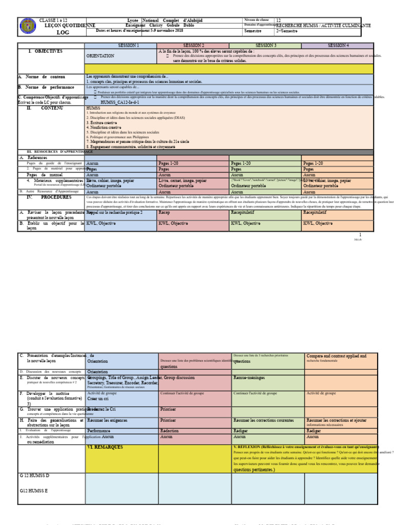 Leçon HUMSS : Concepts et Compétences | PDF | Apprentissage | Science