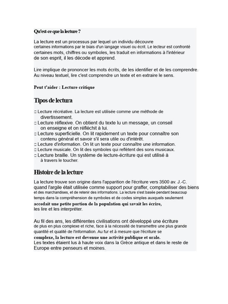 Comprendre la lecture et ses types | PDF | Neuroscience | Sciences ...