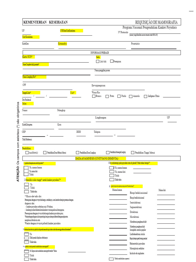 Requisito Mamografia Kanker Payudara | PDF