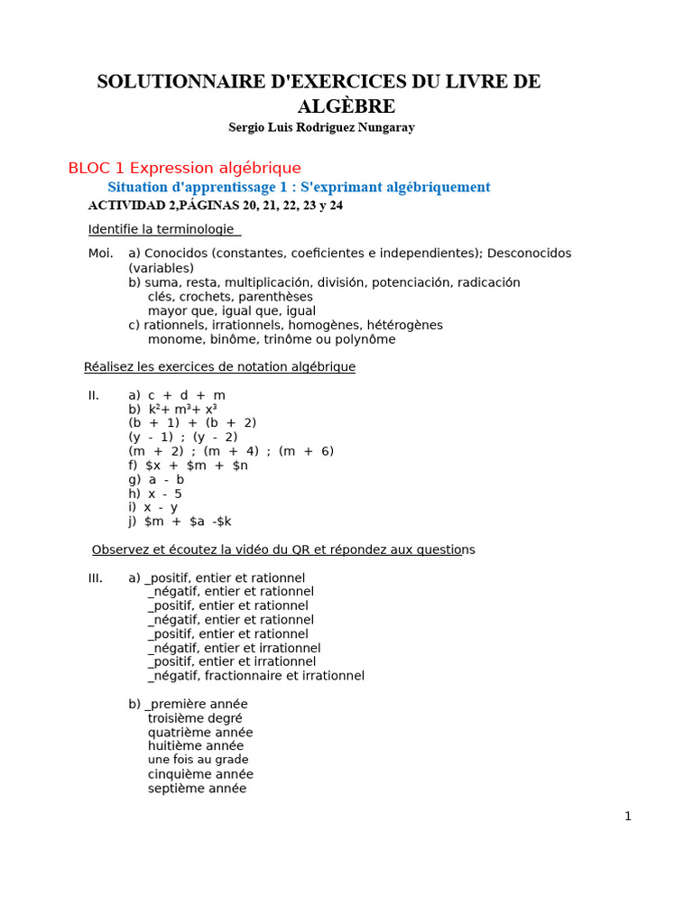 Solutions d'exercices d'algèbre | PDF | Algèbre | Mathématiques ...