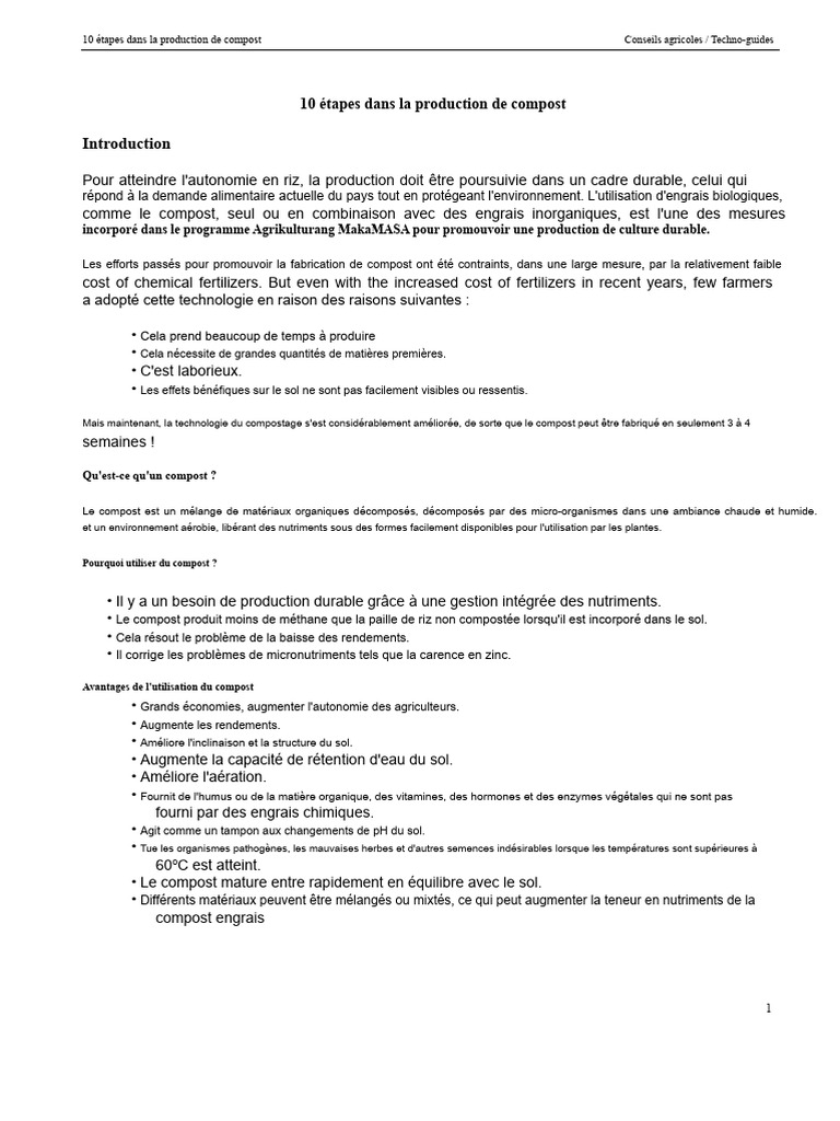 10 étapes pour produire du compost efficace | PDF | Compost | Fertilisant