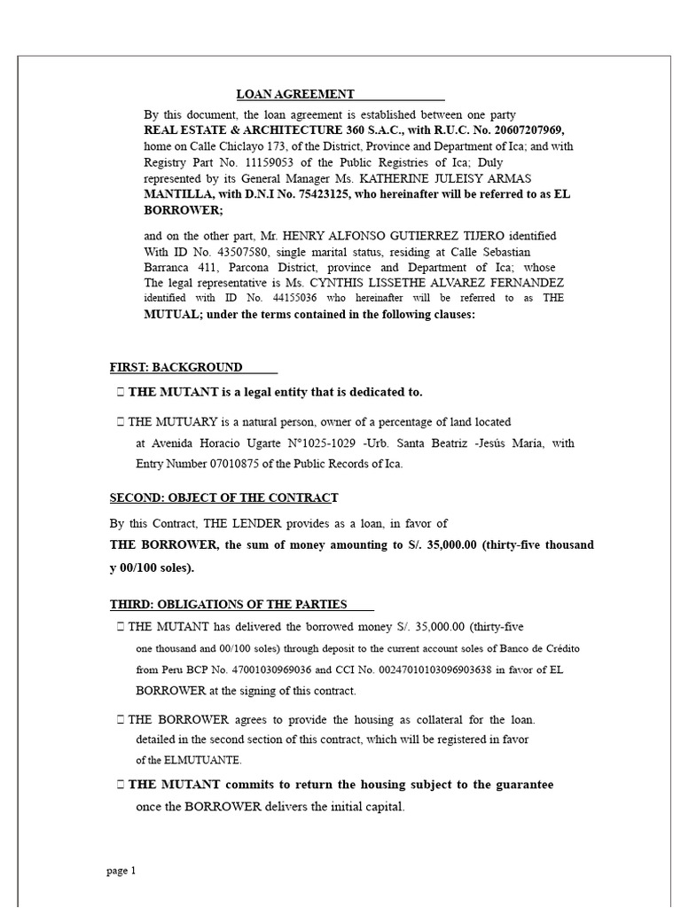 Loan Agreement For Real Estate at 12% Interest | PDF | Loans | Private Law