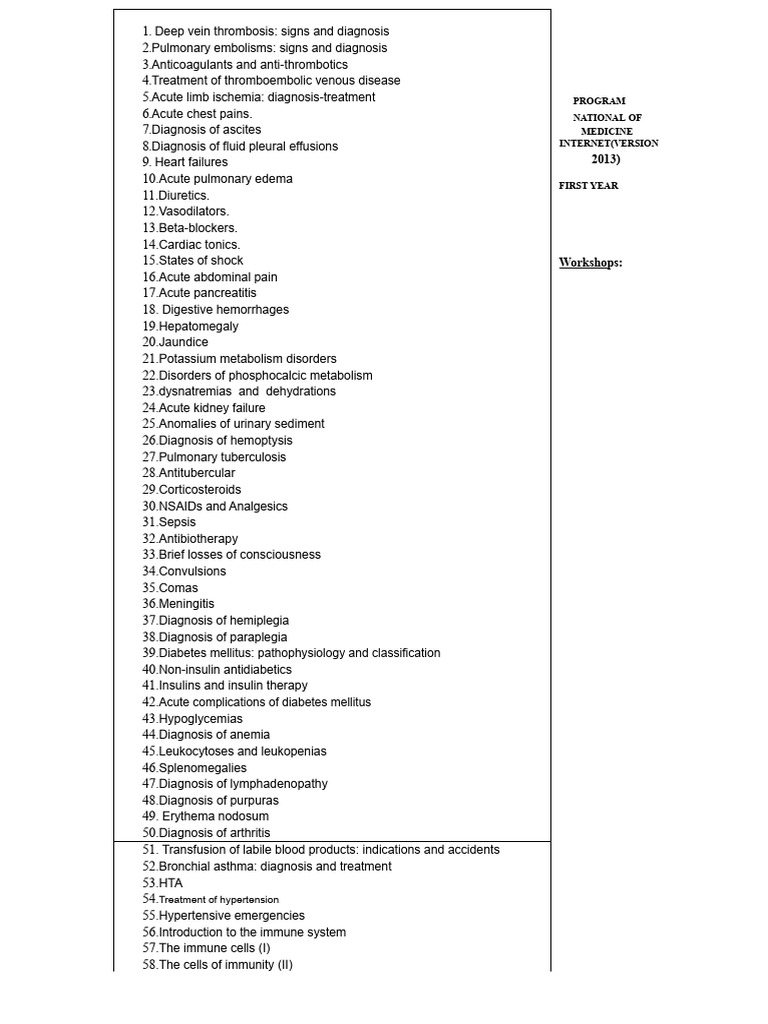 Residency Program Internal Medicine 2013 | PDF | Thrombosis | Medical ...