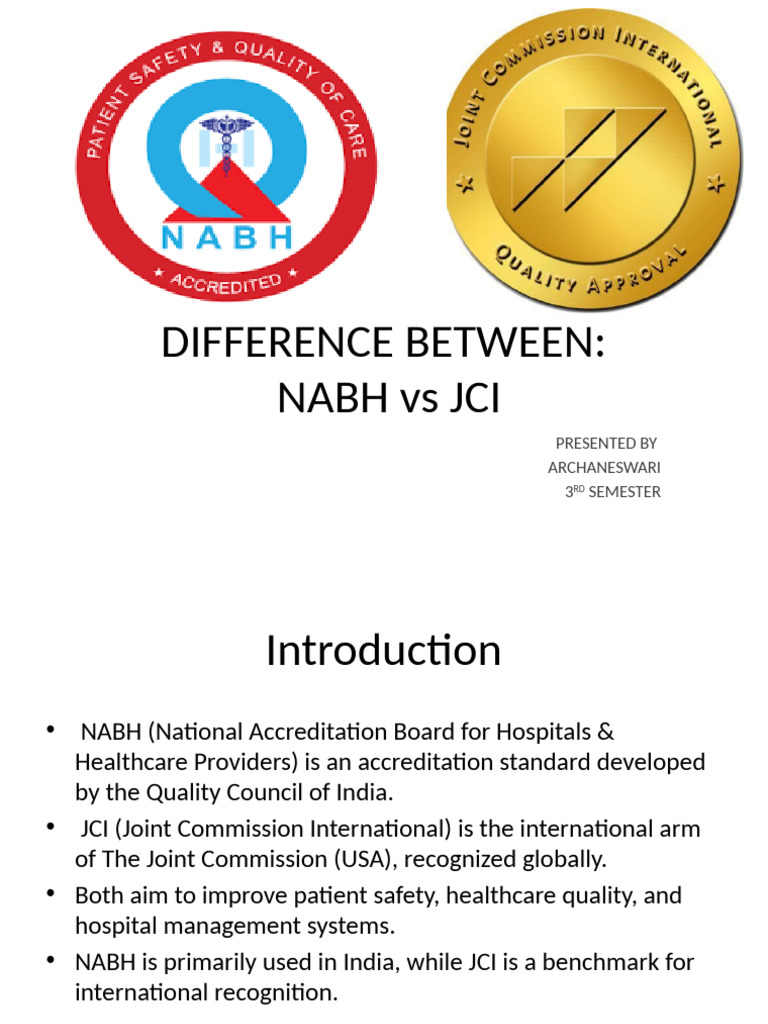 NABH Vs JCI | PDF | Joint Commission | Patient Safety