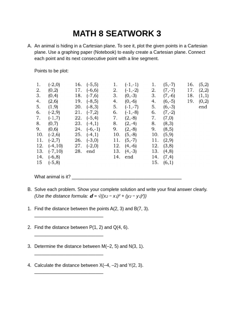 Cartesian Plane Distance Problems | PDF