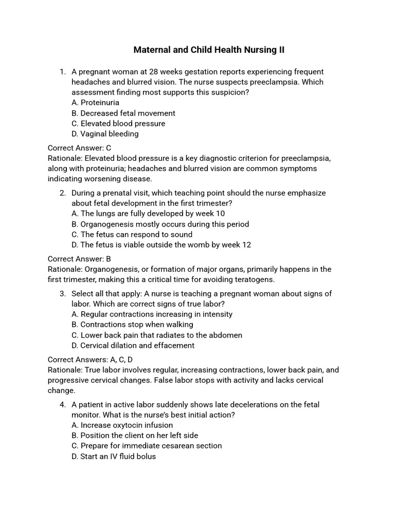 Maternal and Child Health Nursing II | PDF | Childbirth | Pregnancy