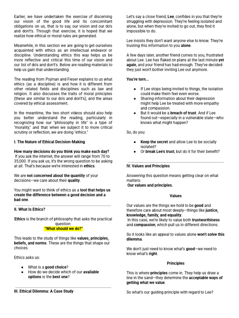 Ethics Intro (Video Notes) | PDF | Virtue | Morality