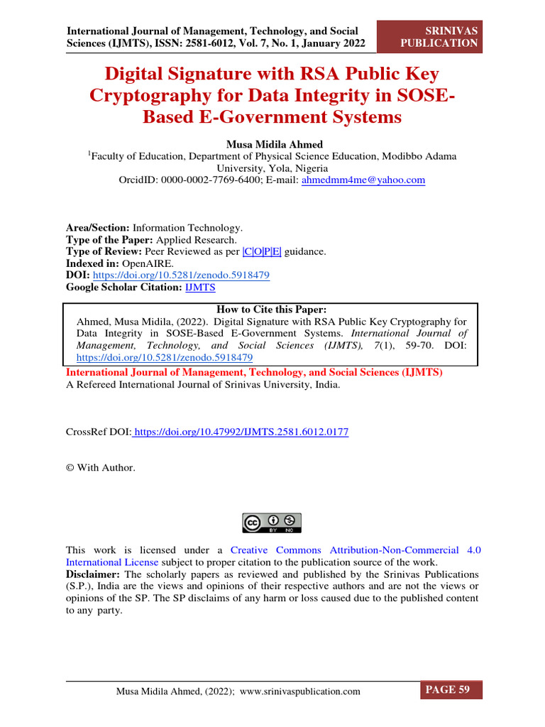 RSA Cryptography for E-Government Security | PDF | Encryption | Key ...