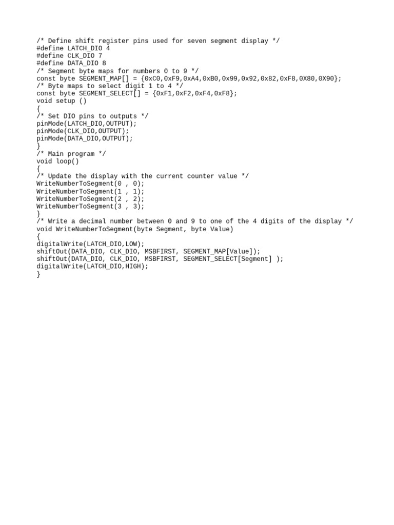 Shift Register Control for 7-Segment Display | PDF