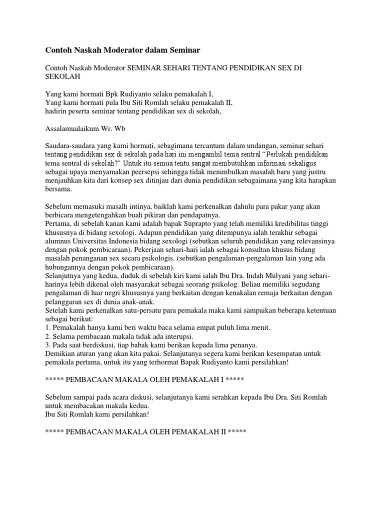 Contoh Naskah Moderator Dalam Seminar PDF