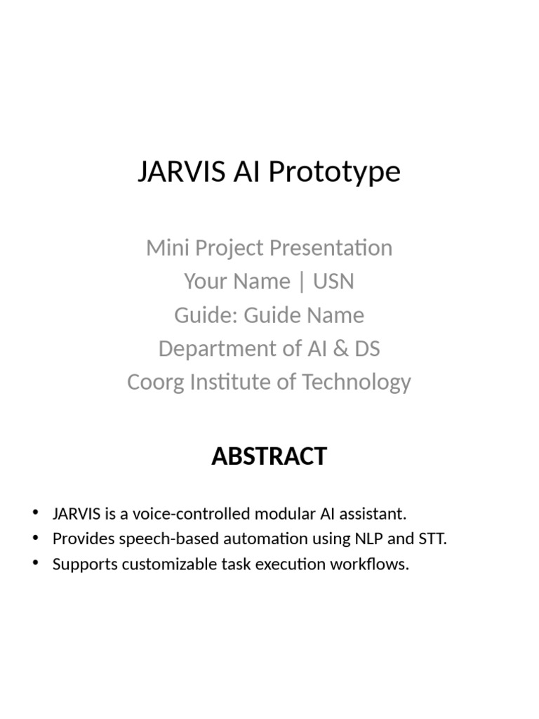 JARVIS AI: Modular Voice Assistant Prototype | PDF