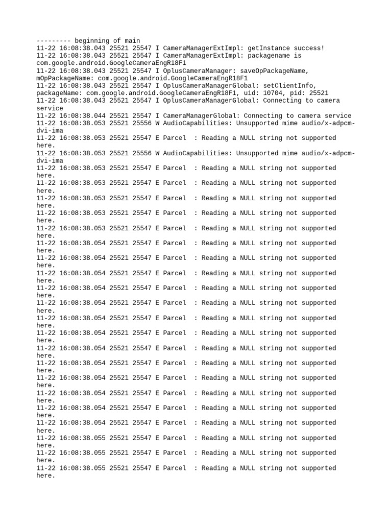 Camera Manager Log Analysis | PDF | Software Engineering | Computer ...