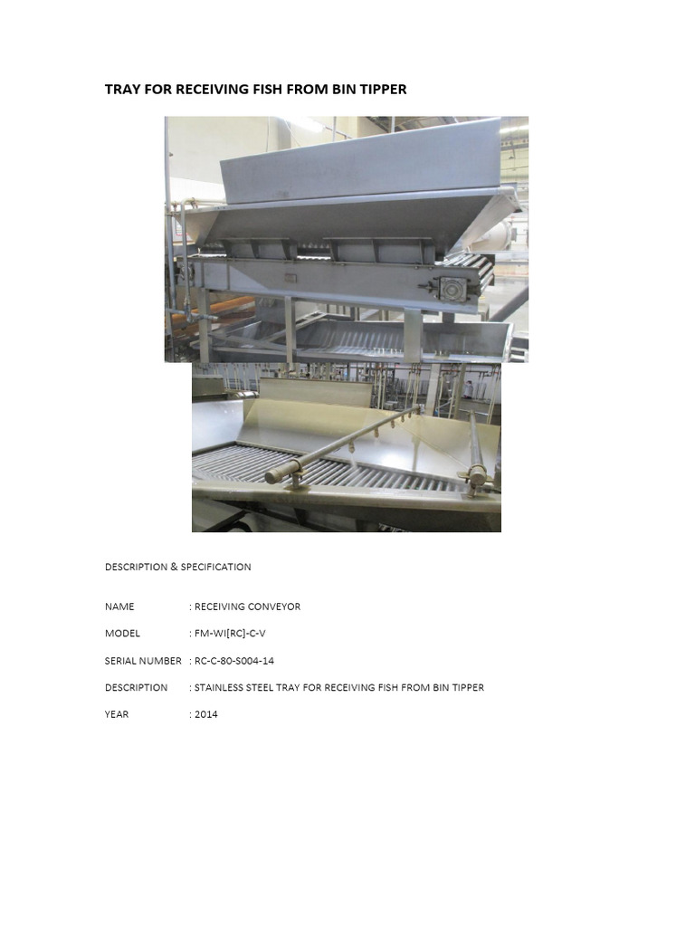 Stainless Steel Fish Receiving Tray | PDF