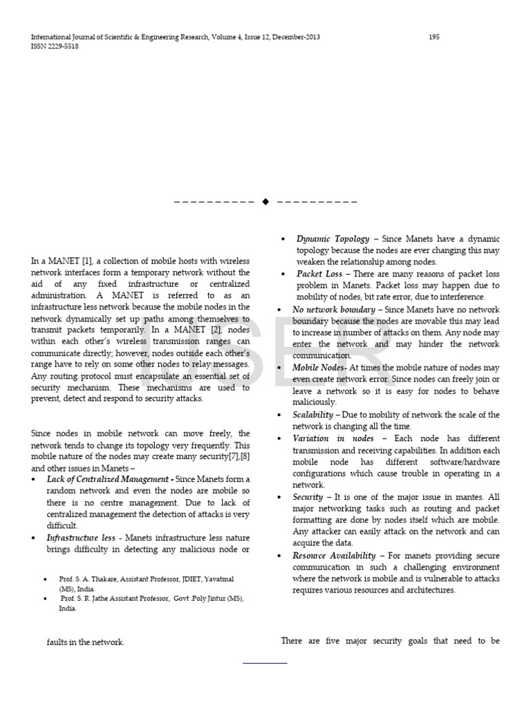 Mobile Ad Hoc Network Security Attacks | PDF | Computer Network ...