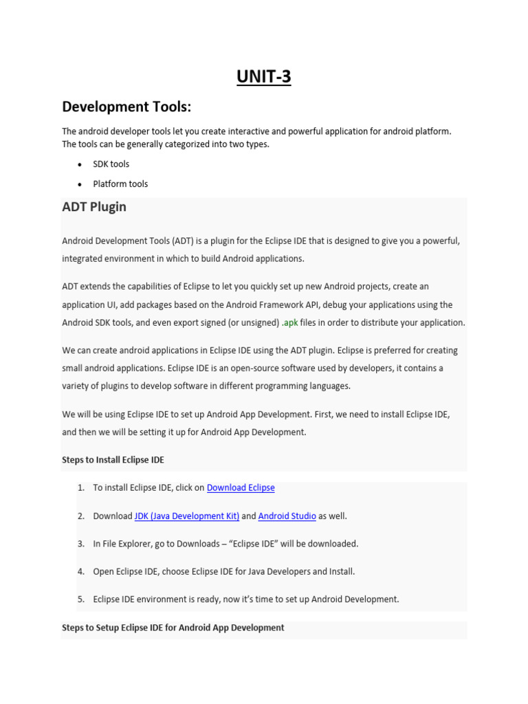 Android Unit 3 | PDF | Eclipse (Software) | Android (Operating System)