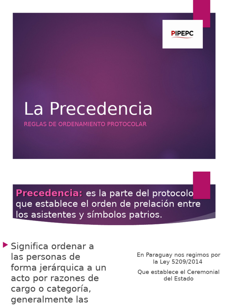 Protocolo y Ceremonial I - Clase #2 - Precedencia | PDF | Ministerio ...