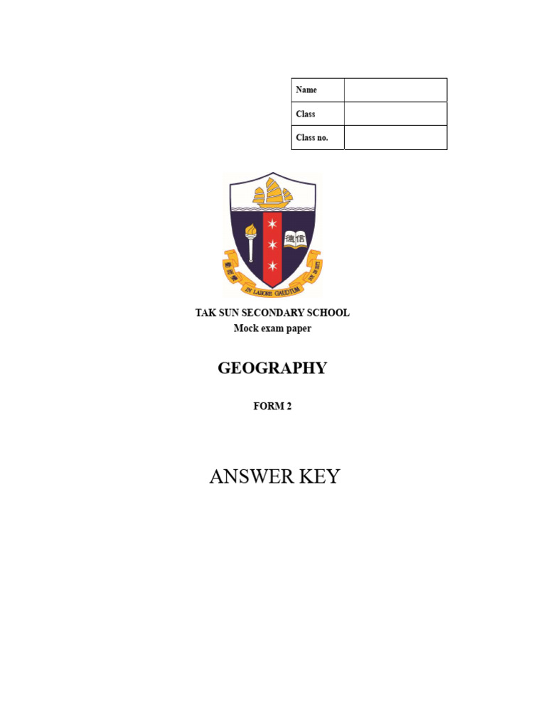 Form 2 Geography Mock Exam Answer Key | PDF | River | Erosion