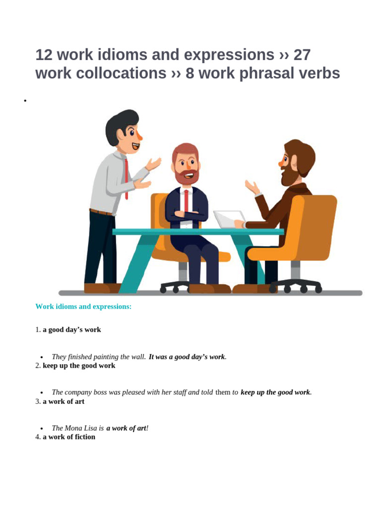 Essential Work Idioms and Expressions | PDF | Linguistic Morphology ...