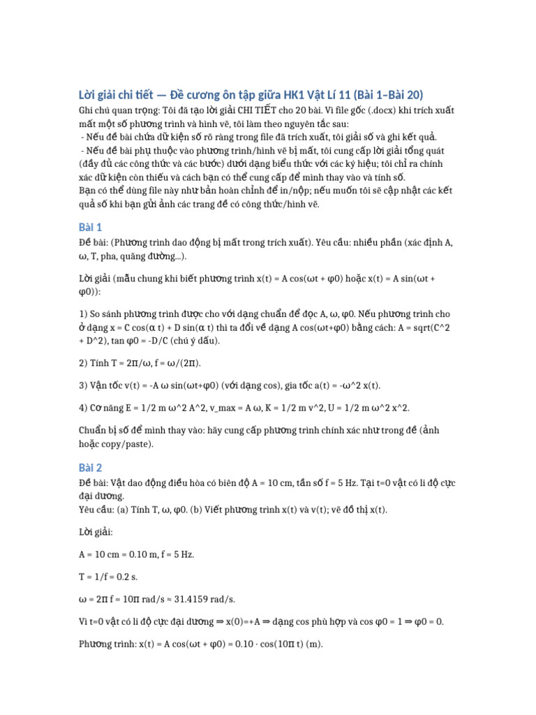 De Cuong Vatli GK1 All20 Solutions | PDF