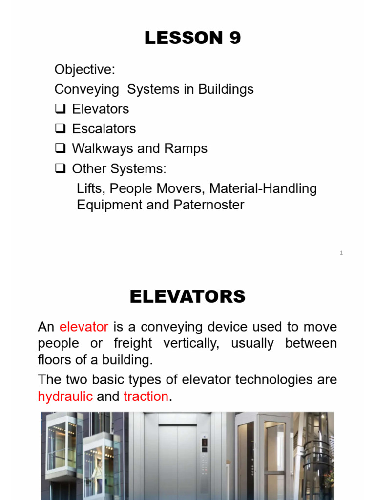 Building Conveying Systems Overview | PDF | Elevator | Escalator