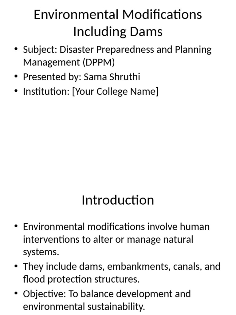 Environmental Modifications Including Dams 12slides | PDF | Dam ...