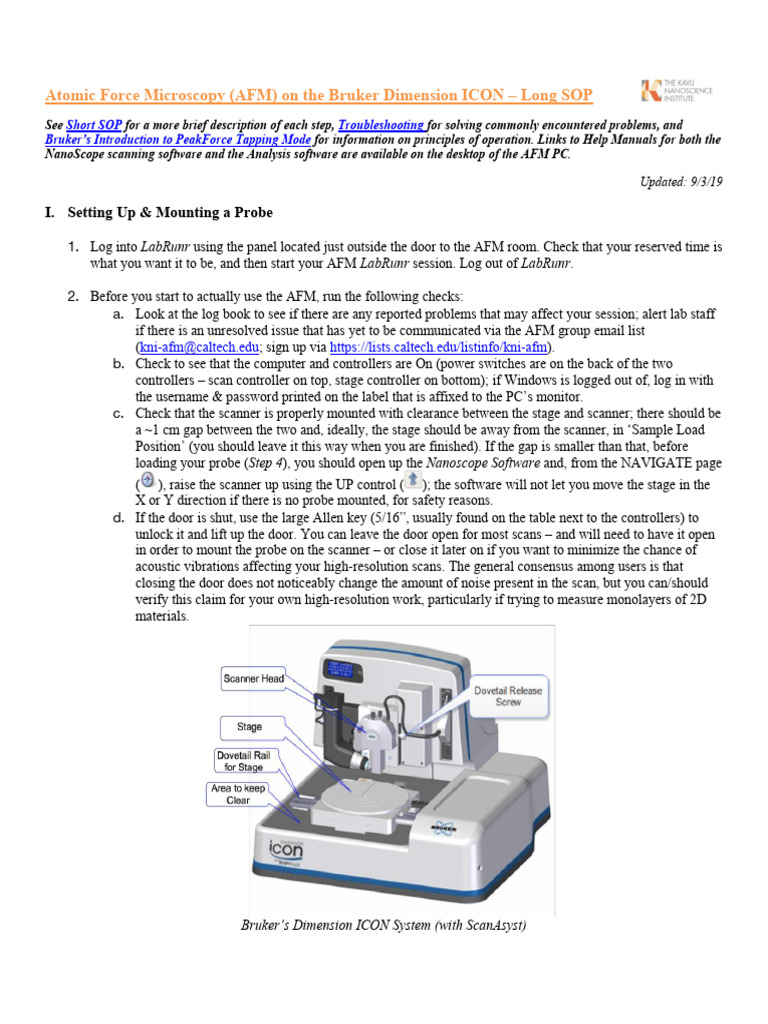 AFM Setup Guide for Bruker ICON | PDF | Atomic Force Microscopy ...