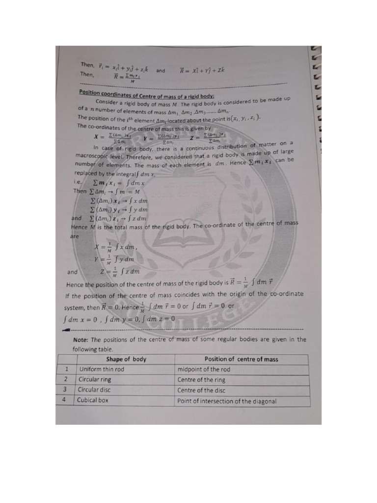 Center of Mass Notes | PDF