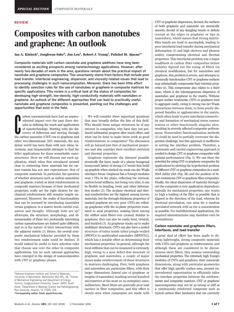 Carbon Nanotube and Graphene Composites | PDF | Carbon Nanotube ...