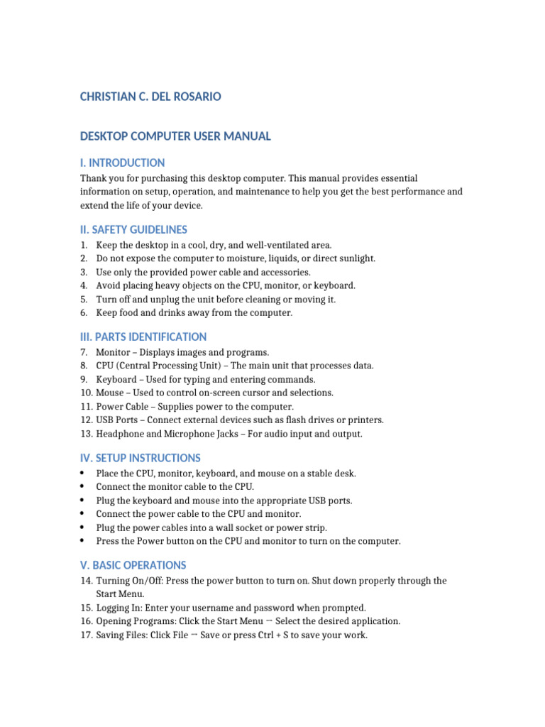 Desktop Computer User Manual Guide | PDF | Computer Keyboard | Usb