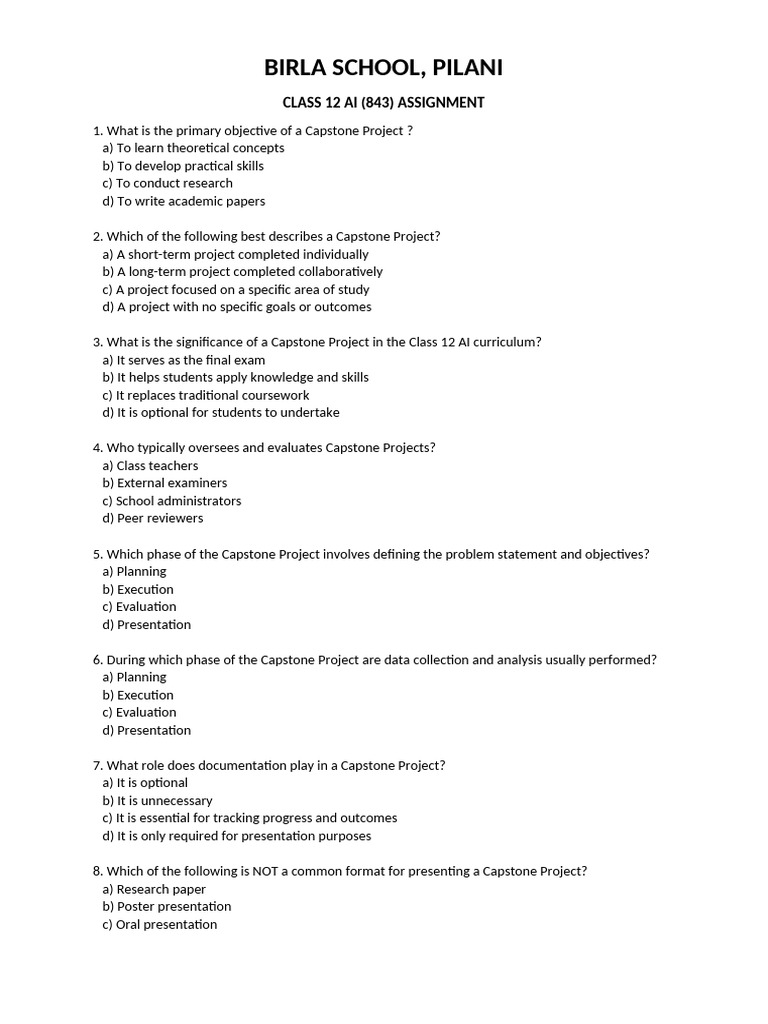 Capstone Project Guide for Class 12 AI | PDF | Cognition | Learning